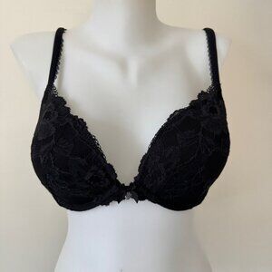 Victoria's Secret Bra Body By Victoria Push Up Black Lace  Sexy Padded Sz 34D